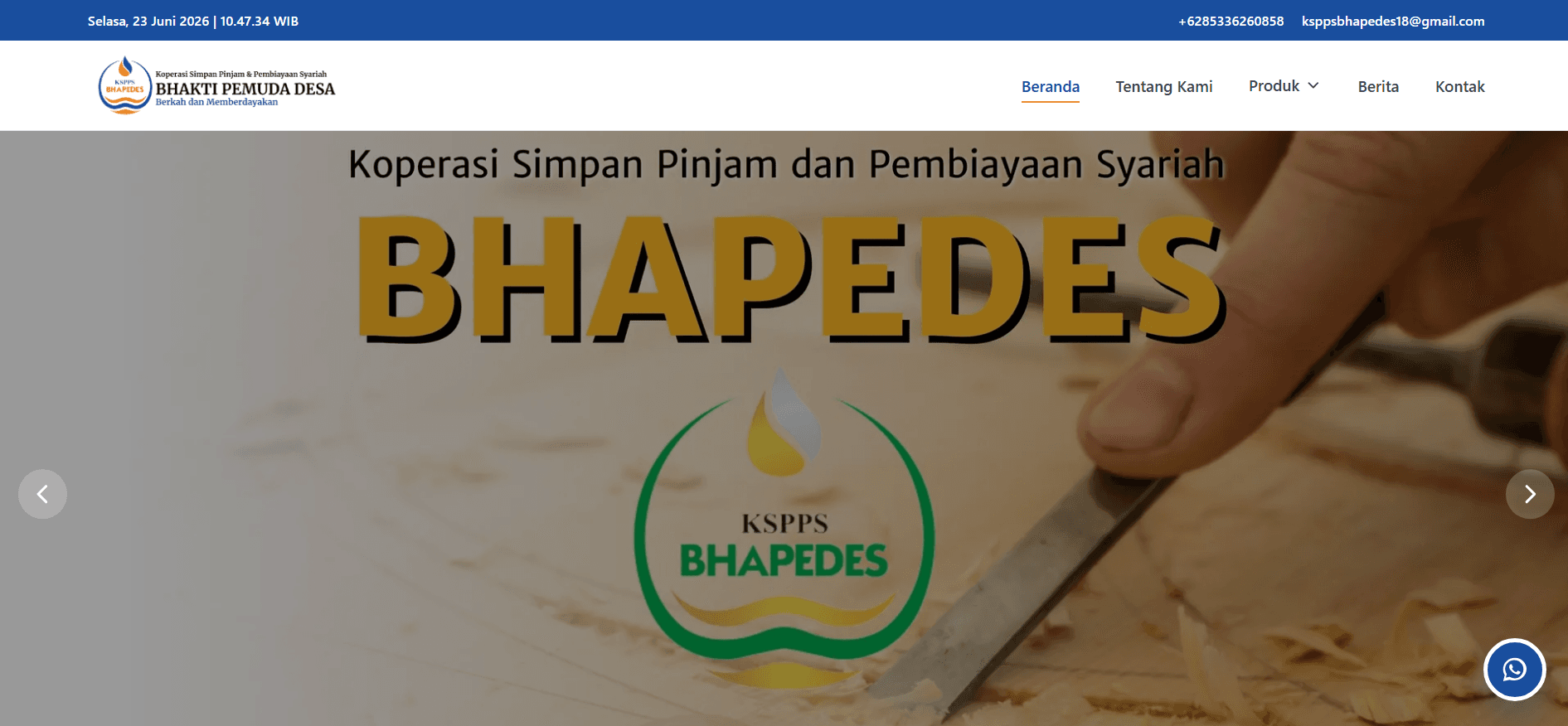 Tampilan website KSPPS BHAPEDES